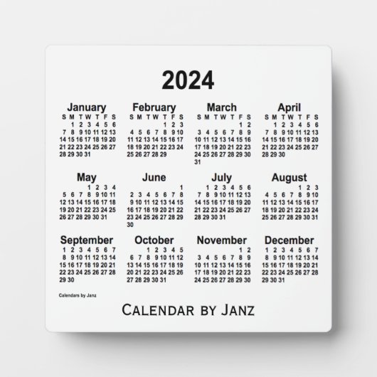 Plaque Photo Calendrier du bureau blanc 2024 par Janz (Devant)