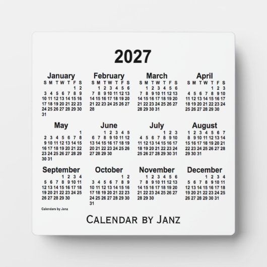 Plaque Photo Calendrier du bureau blanc 2027 par Janz (Devant)