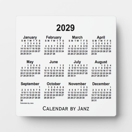 Plaque Photo Calendrier du bureau blanc 2029 par Janz (Devant)
