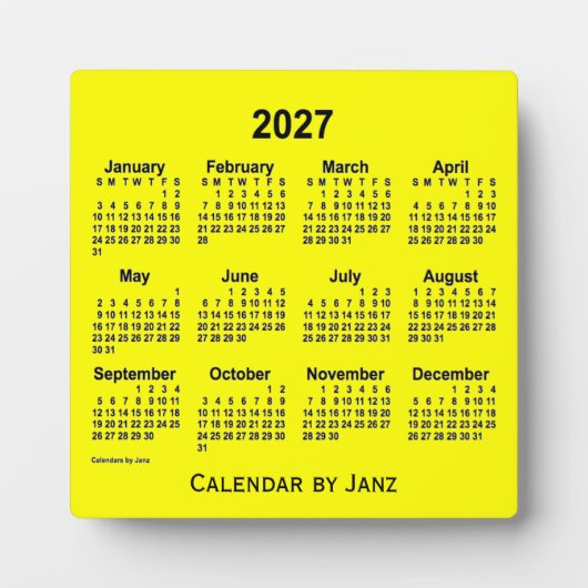 Plaque Photo Calendrier du bureau jaune 2027 par Janz (Devant)