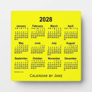 Plaque Photo Calendrier du bureau jaune 2028 par Janz