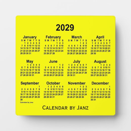 Plaque Photo Calendrier du bureau jaune 2029 par Janz (Devant)