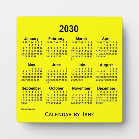 Plaque Photo Calendrier du bureau jaune 2030 par Janz (Devant)