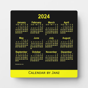 Plaque Photo Calendrier du bureau jaune de Neon 2024 par Janz