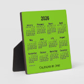 Plaque Photo Calendrier du bureau vert jaune 2026 par Janz (Recto)