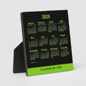 Plaque Photo Calendrier du bureau vert jaune néon 2026 par Janz (Recto)