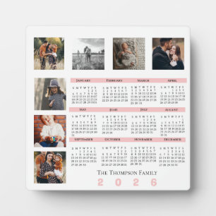 Plaque Photo Calendrier familial multi-photos de l'année 2026