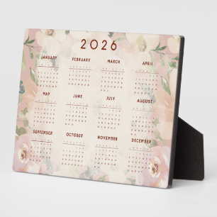 Plaque Photo Calendrier floral mignon 2026