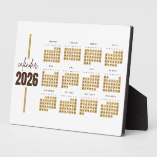 Plaque Photo Calendrier minimaliste or 2026