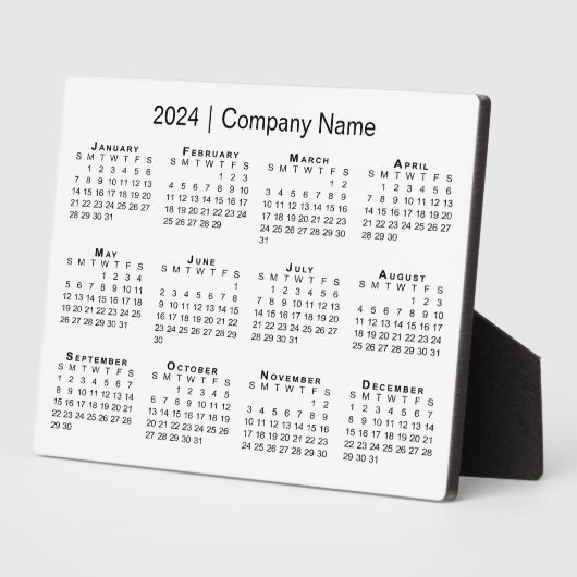 Plaque Photo Calendrier minimum 2024 Nom de l'entreprise Bureau (Côté)