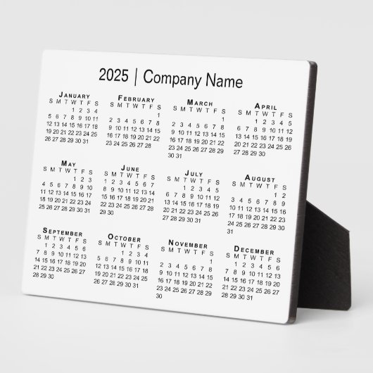 Plaque Photo Calendrier minimum 2025 Nom de l'entreprise Bureau (Côté)