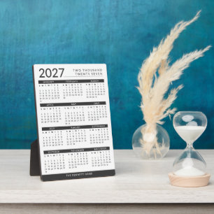 Plaque Photo Calendrier personnalisé noir et blanc moderne 2027
