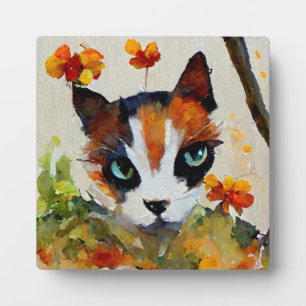 Plaque Photo Calico cat dans le jardin