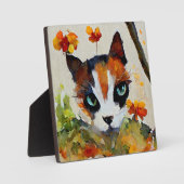 Plaque Photo Calico cat dans le jardin (Recto)