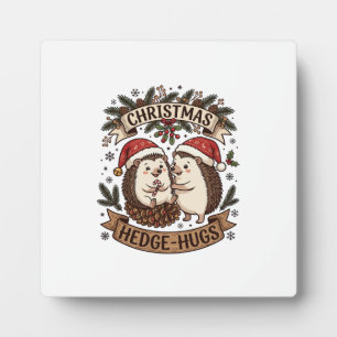 Plaque Photo Calins de haie de Noël Chapeaux de Père Noël Floco