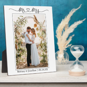 Plaque Photo Calligraphie Coeur M. et Mme Mariage Photo