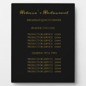 Plaque Photo Calligraphie Noir & Or Prix / Service d'affaires (Devant)