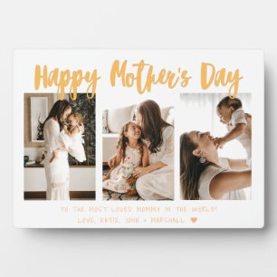Plaque Photo Calligraphie or jaune 3 Photo Fête des Mères