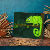 Plaque Photo Caméléon vert mignon (Côté)