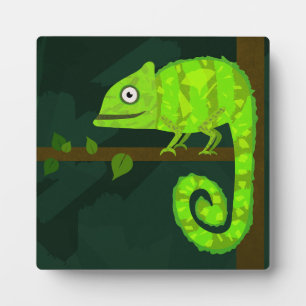 Plaque Photo Caméléon vert mignon