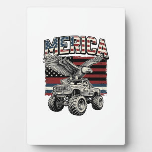 Plaque Photo Camion Monstre Aigle Américain Vintage Patriotique