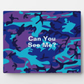 Plaque Photo Camouflage bleu foncé et Motif violet (Devant)