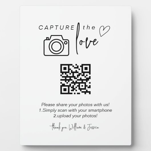 Plaque Photo Capturez le code QR d'amour, Signes photo Mariages (Devant)