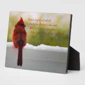Plaque Photo Cardinal avec Vistior from Heaven poem (Côté)