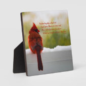 Plaque Photo Cardinal avec Vistior from Heaven poem (Recto)