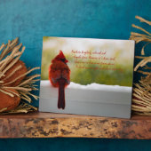 Plaque Photo Cardinal avec Vistior from Heaven poem (Côté)