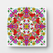 Plaque Photo Cardinal et fleurs Mandala (Devant)
