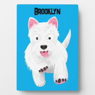 Plaque Photo Caricature blanche de terrier de l'ouest
