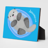 Plaque Photo Caricature bleu loutre de mer joyeux (Côté)