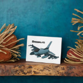 Plaque Photo Caricature d'avion de chasse militaire (Côté)