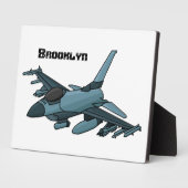 Plaque Photo Caricature d'avion de chasse militaire (Côté)