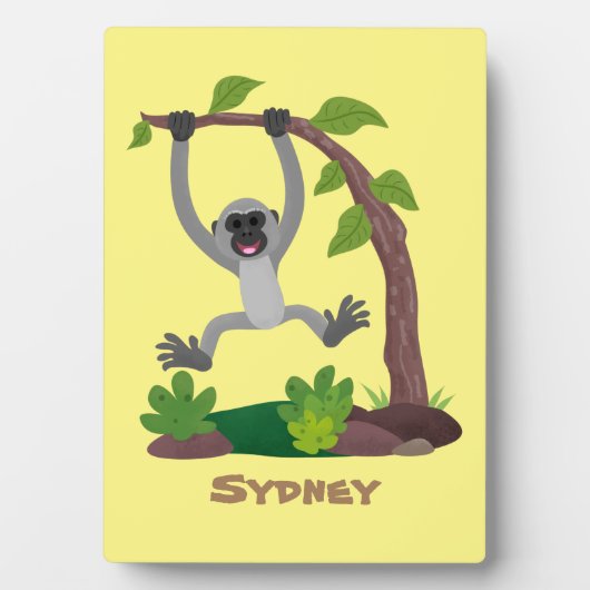 Plaque Photo Caricature de bande de gibbon joyeux (Devant)