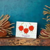 Plaque Photo Caricature de cerises rouges à sauter mûr (Côté)