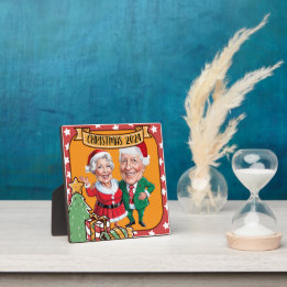 Plaque Photo Caricature de couple de Noël personnalisée