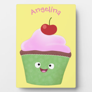 Plaque Photo Caricature de cupcake joyeux