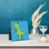 Plaque Photo Caricature de dinosaure vert t rex (Insitu)