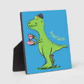 Plaque Photo Caricature de dinosaure vert t rex (Recto)