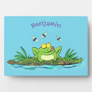 Plaque Photo Caricature de grenouille vert mignon