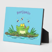 Plaque Photo Caricature de grenouille vert mignon (Côté)