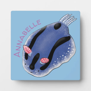Plaque Photo Caricature de nudibranche bleu mignon