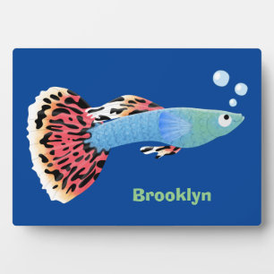 Plaque Photo Caricature de poisson tropical guppy très chic