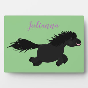Plaque Photo Caricature de poney noir mignon
