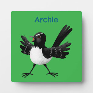 Plaque Photo Caricature de Willie Wagtail australienne personna