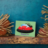 Plaque Photo Caricature d'hovercraft rouge joyeux (Côté)