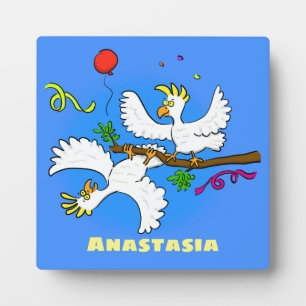 Plaque Photo Caricature d'oiseaux de cockatoo amusante