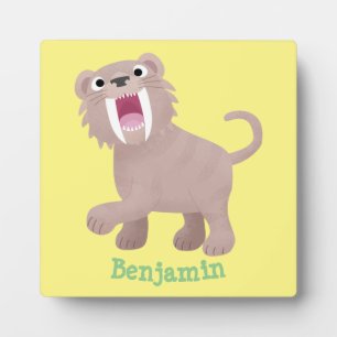 Plaque Photo Caricature du tigre mignon Saber Toothed Smilodon